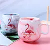 2 pezzi Flamingo Tazze da caffè Tazza in ceramica Mr Mrs Tazza da viaggio Tazza da tè al latte 250ml Regalo di nozze di Natale Dropshipping 210409