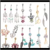 Bell Rings Wholes 20Pcs Mix Style Belly Button Body Piercing Dangle Navel Ring Beach Jewelry Cluic243S