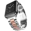 Cinta de aço inoxidável dourado de luxo para Apple Watch Ultra 49mm 8 7 41mm 45mm 42mm 38mm Metal WatchBand três link Banda de pulseira FIT IWATCH Série 6 5 SE 4 3 40mm 44mm