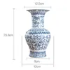 No Glazed Blue and White Porcelain Vases Interlocking Lotus Design Flower Ceramic Vase Home Decoration Jingdezhen 211215