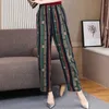 Pantalon d'été femmes Vintage taille élastique imprimé Floral élégant pantalon femme décontracté jambe large 210925