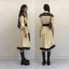 Women Yellow Ruched Sashes Big Size Midi Dress Pile Collar Long Sleeve Loose Fit Fashion Tide Spring Autumn SF674 210421