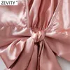 Zevity Femmes High Street Dos Nu À Manches Longues Col Roulé Blouse Chemisier Femme Bow Chemise Courte Chic Sexy Blusas Tops LS7554 210603