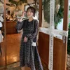 Модное платье Женский весенний стиль корейский с талией похудения с длинными рукавами шифон печать 210520