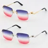 2021New Rimless Unisex Fashion Leopard Series Sunglasses Metal Driving Vintage Glasses High Quality Designer UV400 Frameless Diamo287l