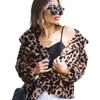 Giacche in pelliccia sintetica da donna Cappotti Trendy Winter Leopard Animal Print Giacca in finto coniglio Donna Streetwear Autunno Cappotti in peluche 211207