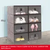 10-teiliges Schuhbox-Set, mehrfarbig, faltbar, Aufbewahrung aus Kunststoff, durchsichtig, für Zuhause, Schuhregal, Organizer, Stapel-Display, schwarze Box