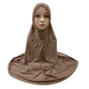 Högkvalitativ medium storlek 90 * 75cm muslim hijab med rhinestone pull på islamisk halsduk huvud wrap kvinnor huvudduk ramadan arab