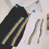 Sommar Kort design All Match Rainbow Tryckt Slim Fashion Short Sleeve Kvinna T-shirts 210522