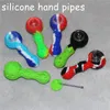 Silicone Smoking Pipes Glass NC Kit with dabber tools Dab Straw Oil Rigs smoke accessories quartz nails titanium tips