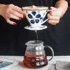 Ceramic Coffee Dripper Hand painted Style Coffee Drip Filter Cup Permanent Pour Over Coffee Maker with Separate Stand for 1-4Cup 210712