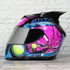 Caschi moto 2021 Casco da corsa integrale doppia lente Casco Moto con corna moda Motocross Dirt Bike DOT approvato