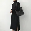 Turtleneck Quente Turtleneck Thitting Winter Black Sweater Dress Mulheres Malha Feminino Solto Longo Vestidos Das Mulheres Oversize Vestidos 78e 210420