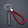 Anti-lost Car Keychain Phone Number Card Keyring Leather Bradied Rope Auto Vehicle Key Chain Holder Accessories Keyfob