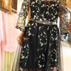 ETOSELL Boho Vintage Floral Embroidery Lace Mesh Dresses Fashion Runway Dress Casual See Through Vestidos X0521