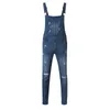 Salopette di jeans strappati da uomo Salopette con bretelle in denim strappato Hi Street per pantaloni con bretelle maschili Jeans casual hip-hop