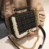 Kış Moda Yeni Kadın Kare Tote Çanta Kaliteli Yün Inci kadın Tasarımcı Çanta Bayanlar Zincir Omuz Crossbody Çanta