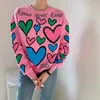 Единас сладкий свитер женщин вязаные свитера мода хараджуку женский пуловер корейский стиль джемпер любви вышивка вязание верхней части 210527