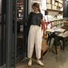 Mujer Pantalones Сплошная белая высокая талия лодыжки Длина джинсовые женские штаны студент случайные осенние брюки 17717 210415