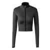 Chaqueta deportiva para correr para mujer, camisa deportiva de manga larga con cremallera para entrenamiento, Top corto de secado rápido para trotar, ropa deportiva para entrenamiento, traje de Yoga