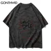Japan Style T-Shirts Harajuku Streetwear Men Devil Print Short Sleeve Cotton Tshirt Casual Hip Hop Loose Tees Tops Male 210602