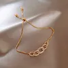 2021 nuovo lusso geometrico cerchio chiusura braccialetto di collegamento moda gioielli da donna coreana festa sexy studente insolito squisito braccialetto di cristallo intarsiato