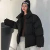 Kore tarzı standı yaka kış ceket kadın göğüslü düğmeler ceket kadınlar için kısa siyah kirpi ceket parka kadın 211013