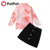 Przyjazd Wiosna Baby / Toddler Tie-Dye High Collar Top i Skirt Set 210528