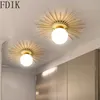 Nordic Gold Metal Ceiling Lights Modern Sun Shape Glass Lamp For Bedroom Corridor Indoor Vintage Decor Lighting Fixture Pendant Lamps