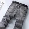 Klassieke heren jeans Hoge kwaliteit zakelijke casual elastische denim broek Mannelijke merk grijze broek 210716