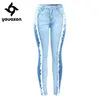 2158 Youaxon Arrived Plus Size Tassel Jeans Woman Stretchy Patchwork Denim Skinny Pencil Pants Trousers For Women 210809