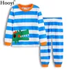 Dinosaur baby pojkar pyjamas kostym tecknad dino barn sovkläder kläder sätter långärmad tee shirts byxor barn pijamas mjuk 210413