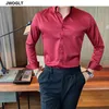 40kg-75kg Men's All-Match Long-sleeved Blouse Slim Fitting Shirts British Casual Fashion Shirt White Asian Size 210528