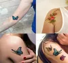 Butterfly 3D Dövme Çiçekler Yaprak Çıkartmaları Kadınlar İçin Geçici Çocuklar Renkli Vücut Sanat Dövmeler