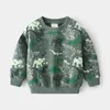Spring Children's Sweatshirt Boys Cute Dinosaur Print Clothes Kids Long-sleeved Pullover Sweater 2-6 Years Old 210515