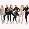 Yoga Outfit Женщины набор тренажерный зал Одежда женский спортивный фитнес костюм бегущая одежда Топ + леггинсы бесшовные бюстгальтерские костюмы S-L