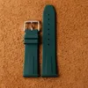 Zespół Zespołów Najwyższej jakości18mm 20mm 22mm Watchband Wodoodporny silikonowy Fluororubber Wrist Band Srebrny Zapięcie Klamra Do Narzędzia Pasek