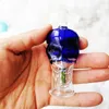 4 Inch Mini Hookah Shisha Smoking Pipe Pocket Glass Oil Burner Bong Water Pipes Recycler Dab Rig Glass Thick Pyrex Blue Skull Heady for Smokers Gifts with 10mm Male Bowl