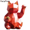 Yuryfvna geometryczny posąg zwierząt szczęśliwy kot kolekcjonerski figurka feng shui udana kariera szczęście i fortuny urok dobry zdrowie 210804