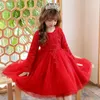 Девушка платья Детская одежда платье для 2022 года осенью зима с длинным рукавом цветочные рождественские подростки девушки день рождения вечеринка Vestidos