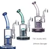 9.8 inchs Unique New Bong Hookahs Double Arm Tree Perc Shisha Glass Water Bongs Smoke Pipe Recycler Oil Rigs With 14mm banger