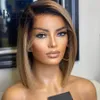 Beeos 180 134 Diep Deel Lace Front Haren Haar Wig rechte Bob Short Ombre Ash Blond Hair Voorgeplukt Braziliaans Remy Hair