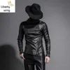 Autumn Winter Men Stand Collar Warm Fleece Lining Pullover Gothic Slim Fit Punk Coat Black Motorcycle Pu Leather Jacket 211009