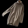 Maglione di cachemire donna dolcevita in lana lavorata a maglia pullover lungo sciolto spesso caldo moda donna casual 210806