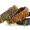 Brons Spiked Pet Dog Collar Slitstarkt PU Stor Retro Rivet Collar 3 Färger