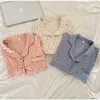 Qweek Cotton Pajamasの女の子韓国のパジャマ夏のピジャマスチェリープリント寝室スウィートホームウェア半袖ナイトウェア210809