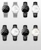Saatı Marka erkek İzle Ultra-ince Çelik Örgü Kuvars Saatler Çift Takvim Basit Siyah Saat Moda Rahat İş