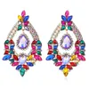 Boucles d'oreilles drop de strass coloré de métal brillant de métal de haute qualité Mode Strass bijoux accessoires pour femmes