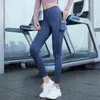 Athvotar Middle Taille Leggings met Pocket Elastische Vrouwen Leisure Type Push Up Leggings Dames Gym Hip Fitness Broek 211108