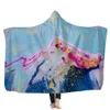 Psychedelic Art Marble Swirl blanket Gouache flowing gold Children Hooded Blanket Soft Warm Sherpa Fleece wearable Blankets for RRD11124